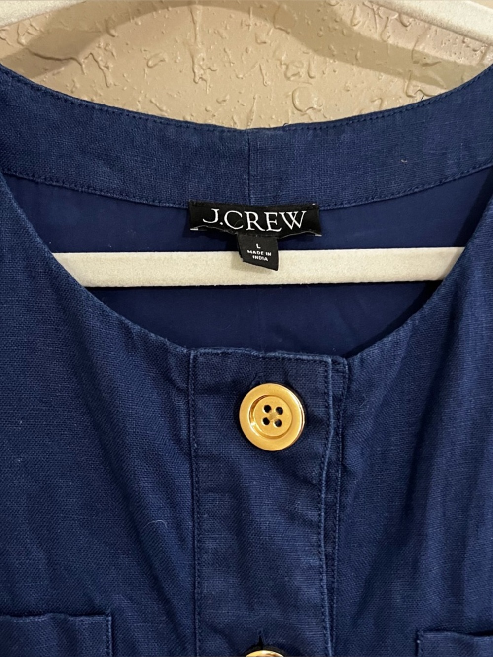 J. Crew Button Front Shift Dress In Linen Navy Size Large - Picture 5 of 5